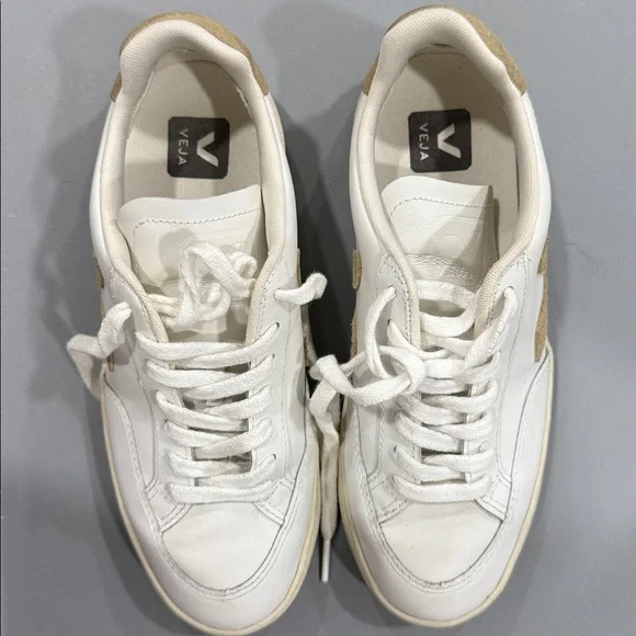 VEJA V-12 Leather Sneakers in White/Dune - Women’s Size 7 - Picture 7 of 7